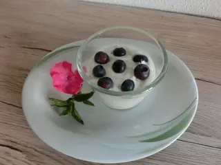 After eight Creme mit Blaubeeren, Kräuterhoch³ Wildpflanzenschule im Chiemgau