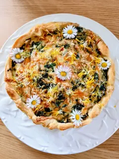 Blätterteigquiche mit Brennesseln- Giersch und Feta, Kräuterhoch³ Wildpflanzenschule im Chiemgau
