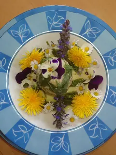 Kräuterknödel in Salbeibutter, Kräuterhoch³ Wildpflanzenschule im Chiemgau