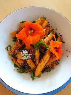 Wurzelgemüse mit Wildkräutern und Quinoa, Kräuterhoch³ Wildpflanzenschule im Chiemgau
