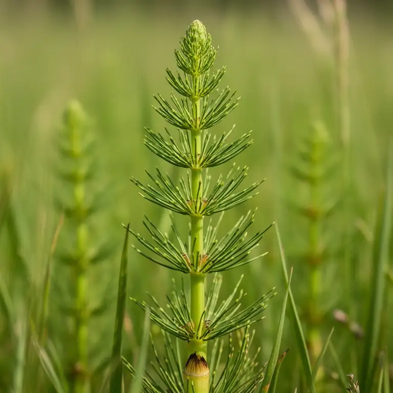 Ackerschachtelhalm (Equisetum arvense) mit quirlständigen, nadelartigen Trieben