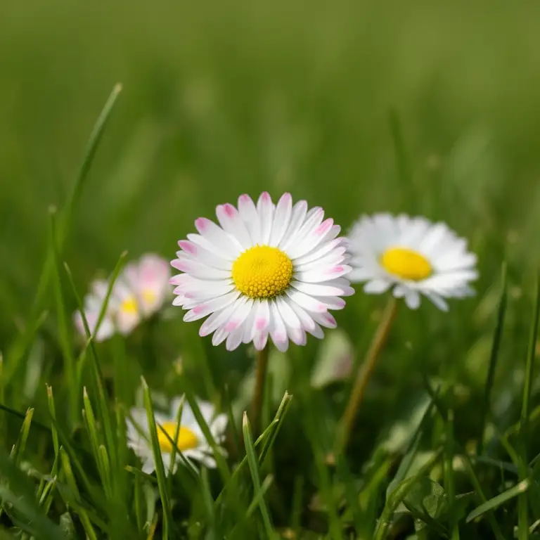 Gänseblümchen (Bellis perennis) im Rasen