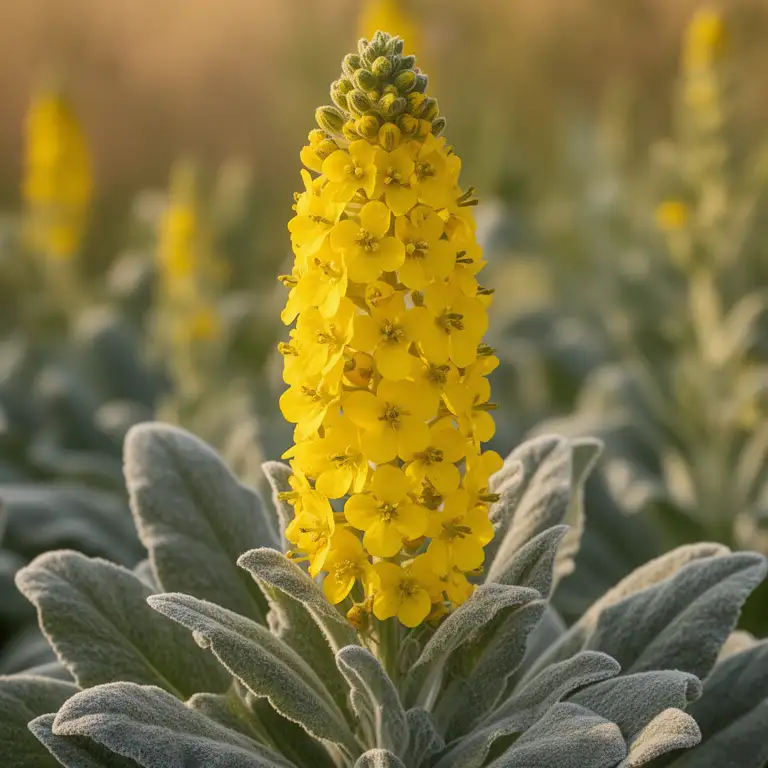 Königskerze (Verbascum densiflorum) mit hoher gelber Blütenkerze