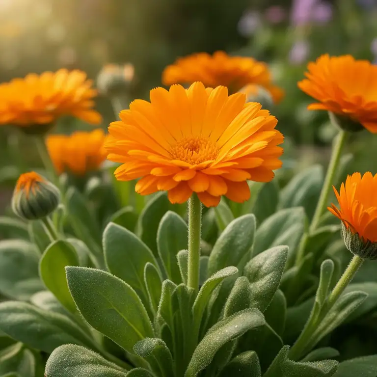 Ringelblume (Calendula officinalis) mit leuchtend orangen Blüten