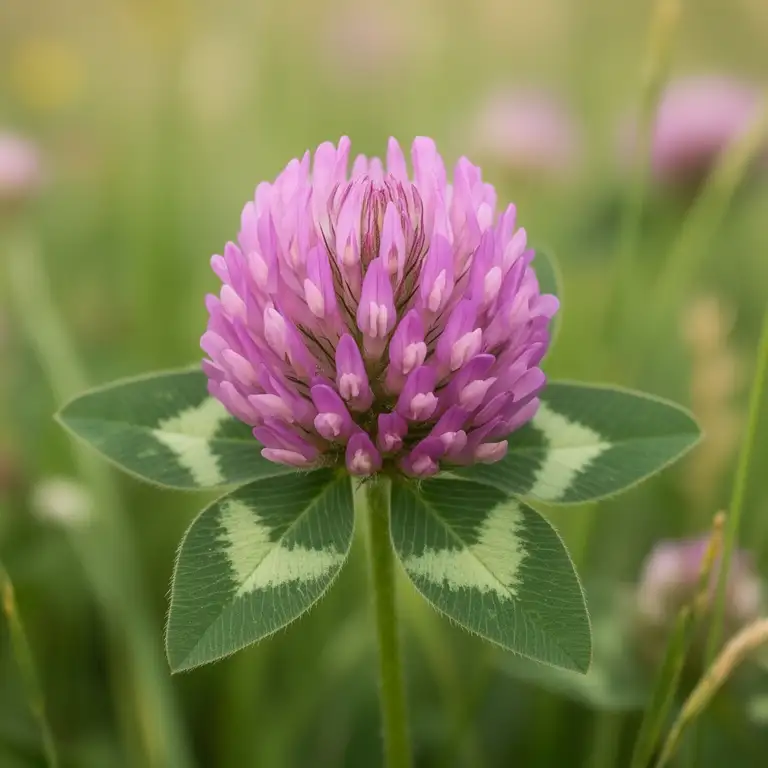 Rotklee (Trifolium pratense) mit rosa-purpurnen Blütenköpfen